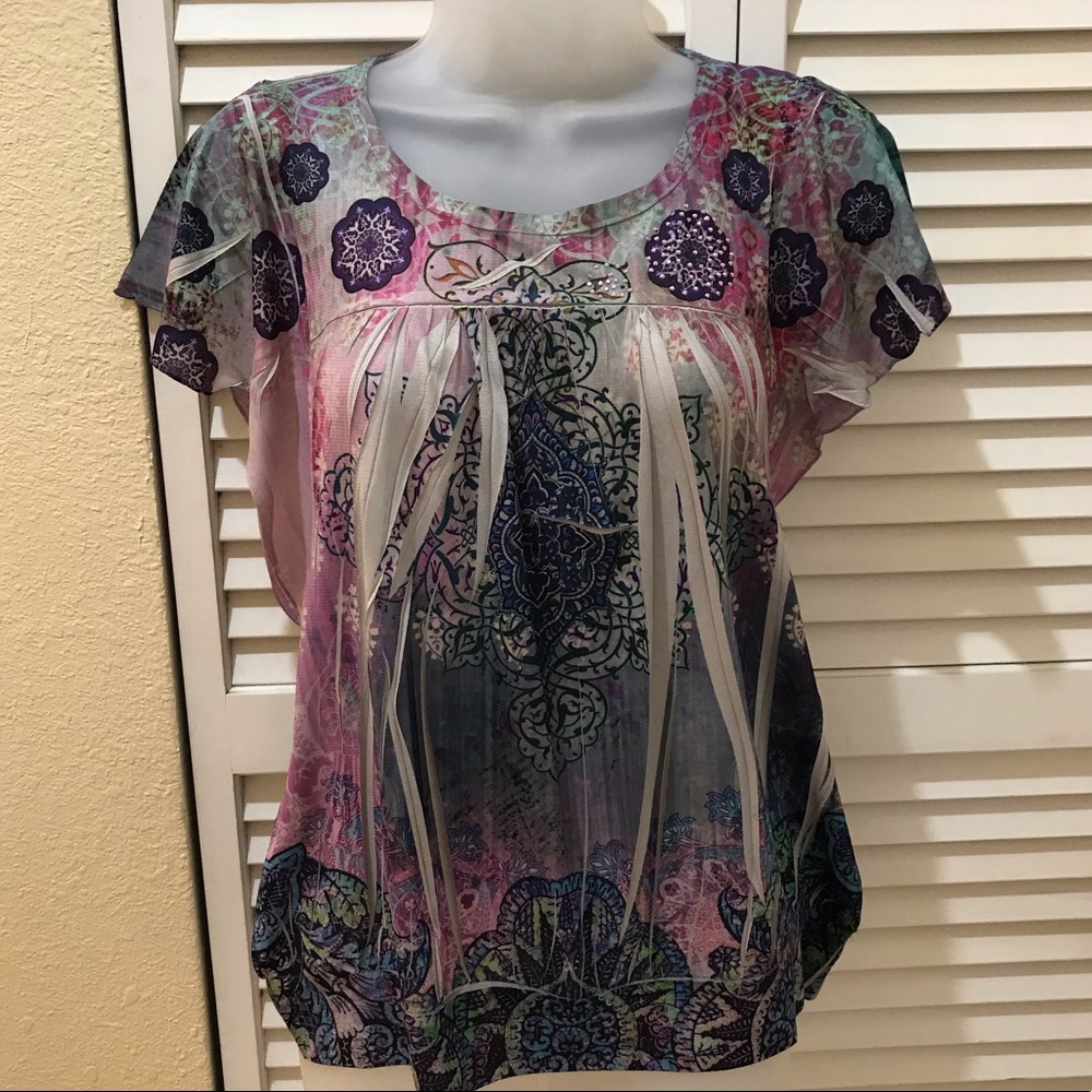 Petite L , EUC, Pretty purple Boho